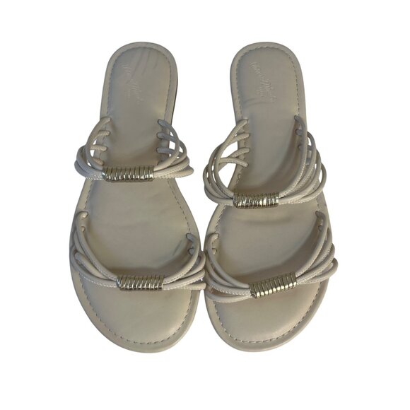 Universal Thread Strappy Slide Sandals Womens Size 9 Cream Summer - Picture 2 of 8